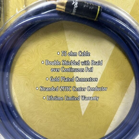 Vampire Wire CCV Coaxial Component Video Cable Gold Plated Connectors 2 Meters - Picture 2 of 3